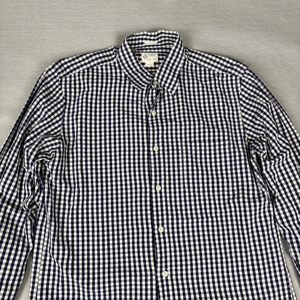 J.Crew Men's Blue and White Plaid Button Down Shirt 100% Cotton Sz M
